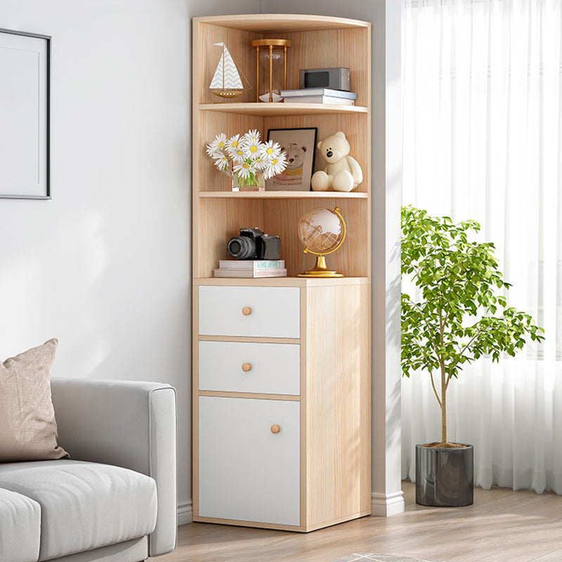 Contemporary Vertical Book Shelf Engineered Wood Closed Back Bookcase