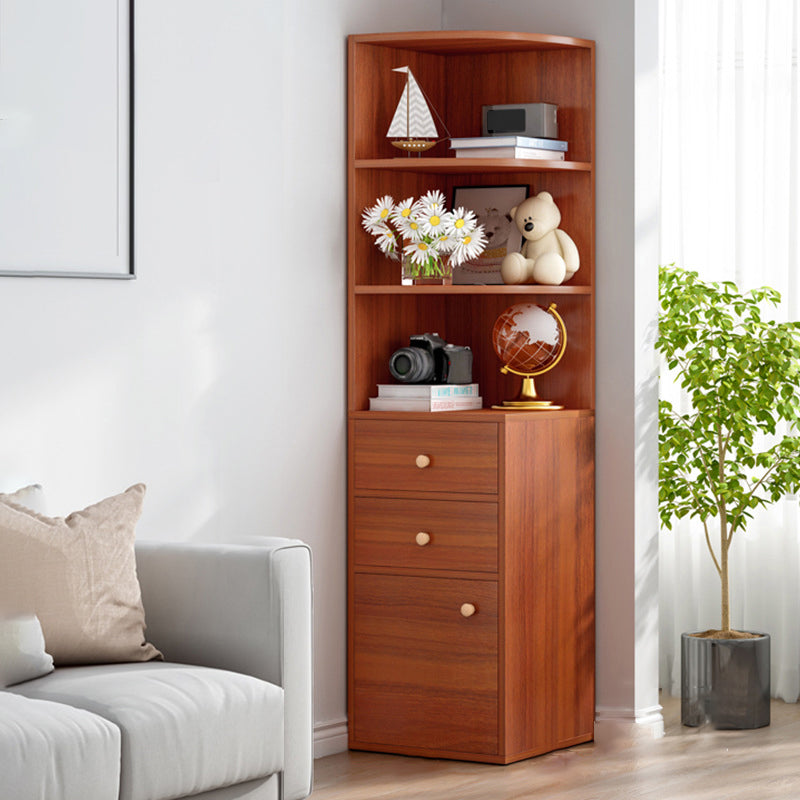Contemporary Vertical Book Shelf Engineered Wood Closed Back Bookcase