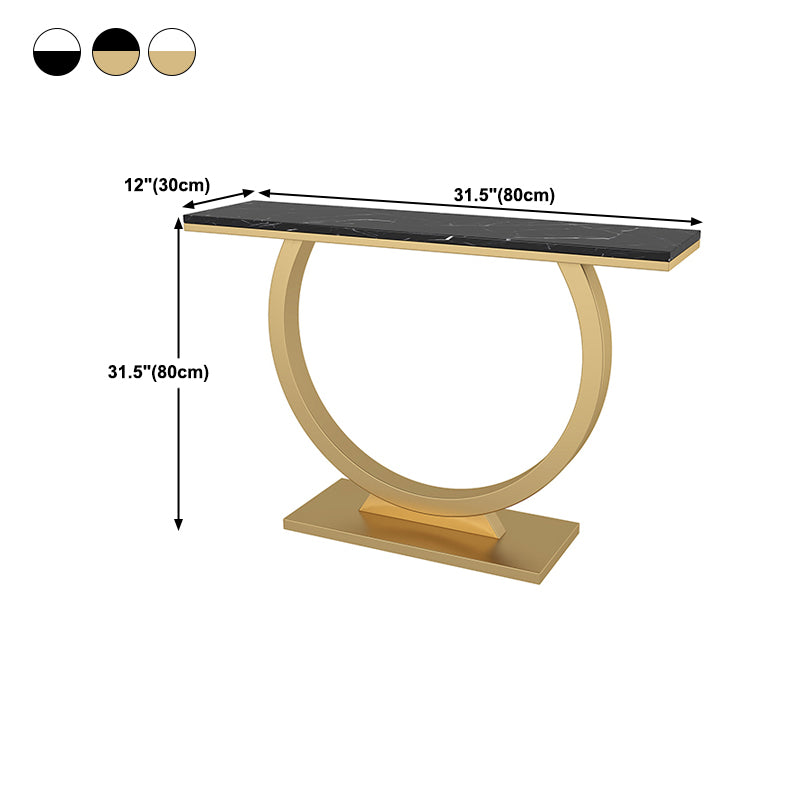 Glam Style Accent Table with Pedestal Base and Marble Rectangle Top