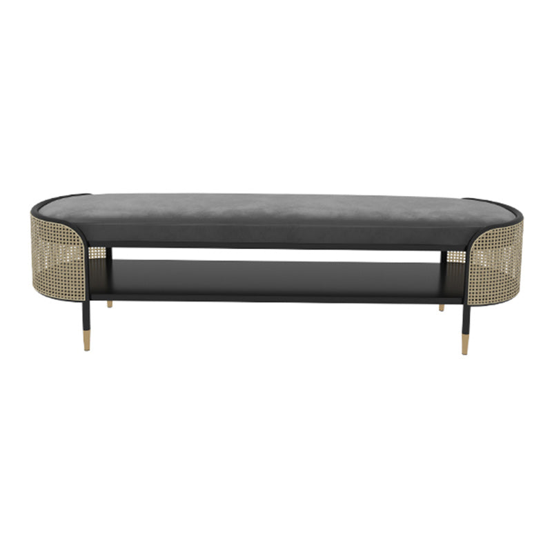 Modern Solid Color Entryway Bench Upholstered Grey Bench with Storage