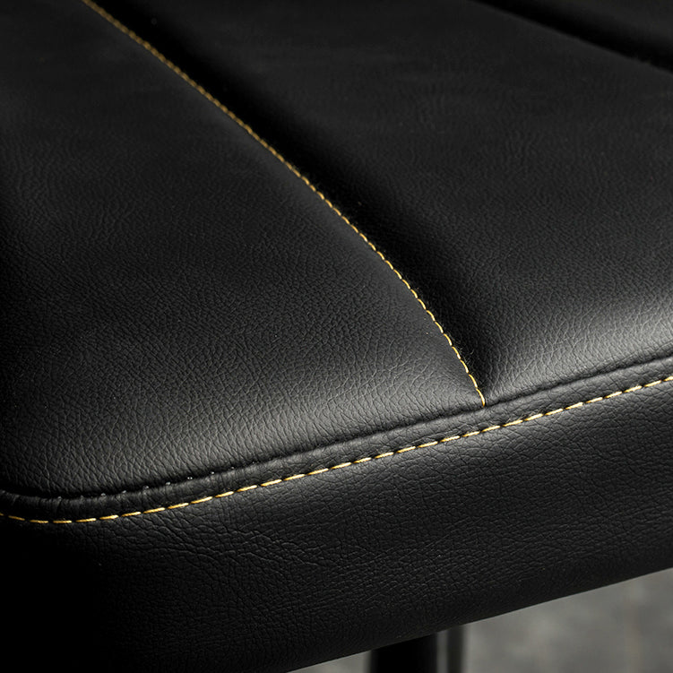 Scandinavian Metal Stool Leather Upholstered Counter Stool in Matte Finish for Indoor