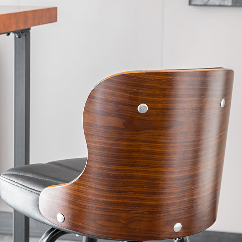 Scandinavian Metal Stool Leather Upholstered Counter Stool in Matte Finish for Indoor