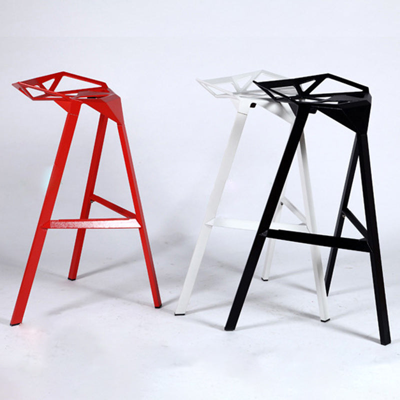 Modern Armless Backrest Counter Stool Iron Milk Tea Shop Bar Stool with Seat and Pedal