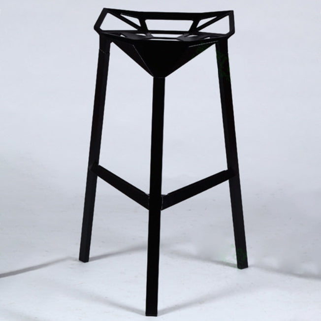 Modern Armless Backrest Counter Stool Iron Milk Tea Shop Bar Stool with Seat and Pedal
