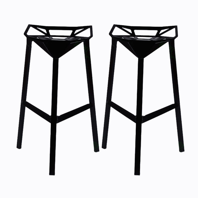 Modern Armless Backrest Counter Stool Iron Milk Tea Shop Bar Stool with Seat and Pedal
