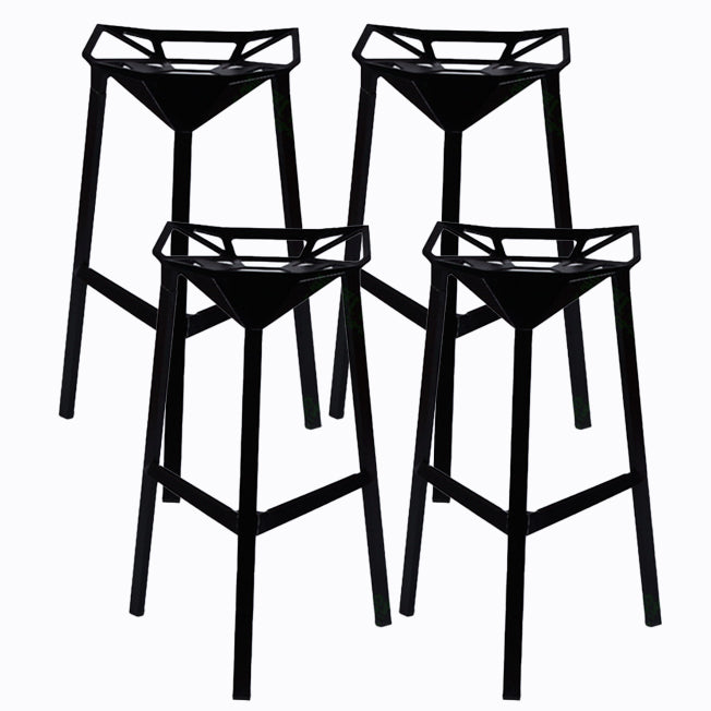 Modern Armless Backrest Counter Stool Iron Milk Tea Shop Bar Stool with Seat and Pedal