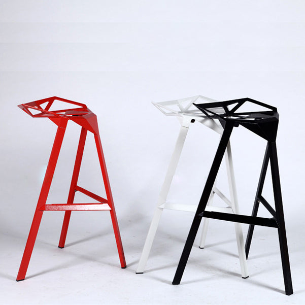 Modern Armless Backrest Counter Stool Iron Milk Tea Shop Bar Stool with Seat and Pedal