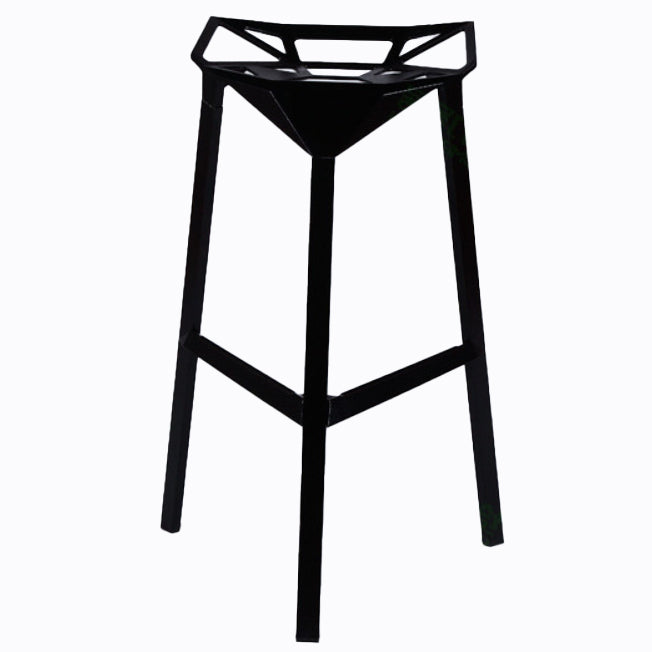 Modern Armless Backrest Counter Stool Iron Milk Tea Shop Bar Stool with Seat and Pedal
