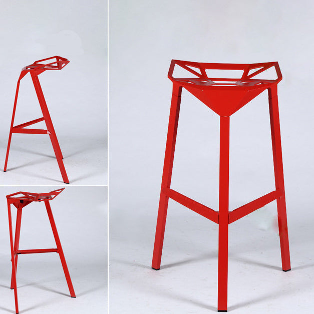 Modern Armless Backrest Counter Stool Iron Milk Tea Shop Bar Stool with Seat and Pedal