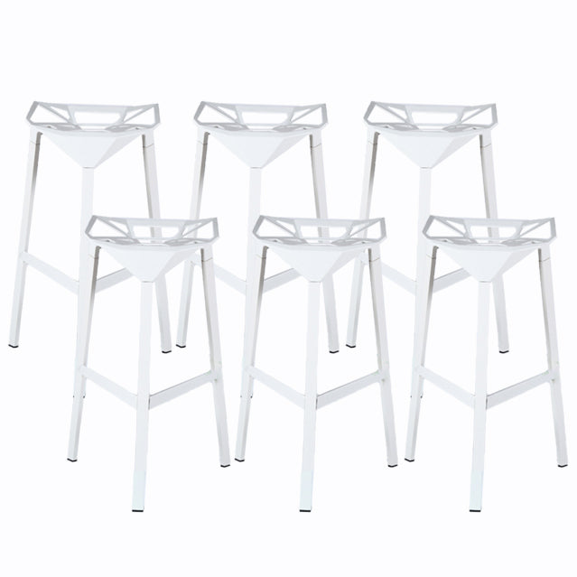 Modern Armless Backrest Counter Stool Iron Milk Tea Shop Bar Stool with Seat and Pedal