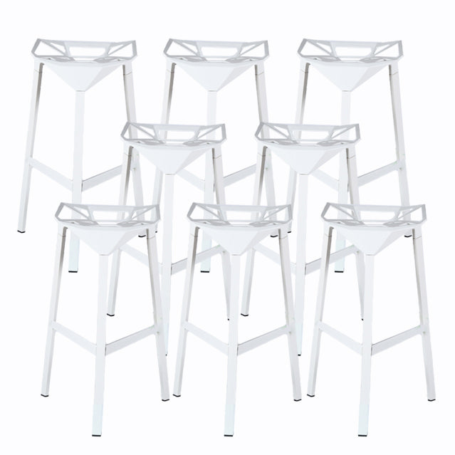 Modern Armless Backrest Counter Stool Iron Milk Tea Shop Bar Stool with Seat and Pedal