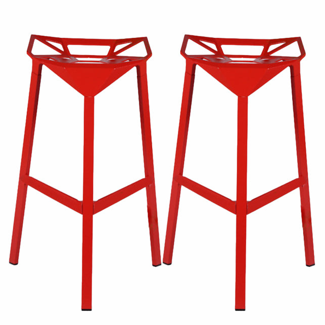 Modern Armless Backrest Counter Stool Iron Milk Tea Shop Bar Stool with Seat and Pedal