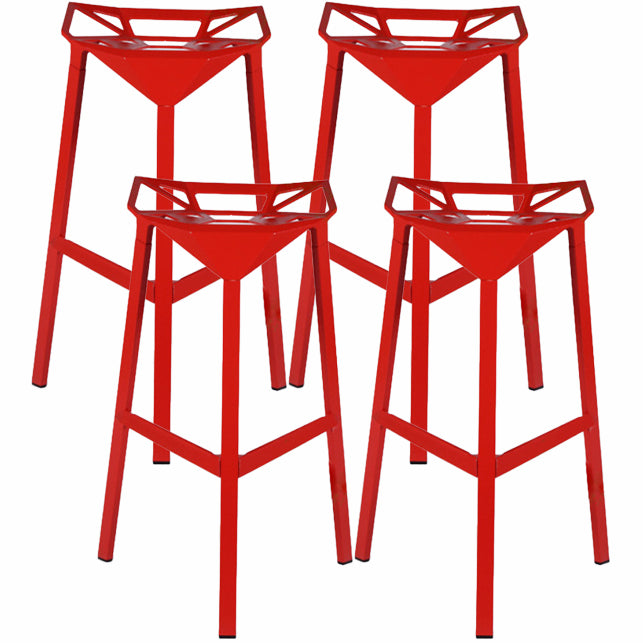 Modern Armless Backrest Counter Stool Iron Milk Tea Shop Bar Stool with Seat and Pedal