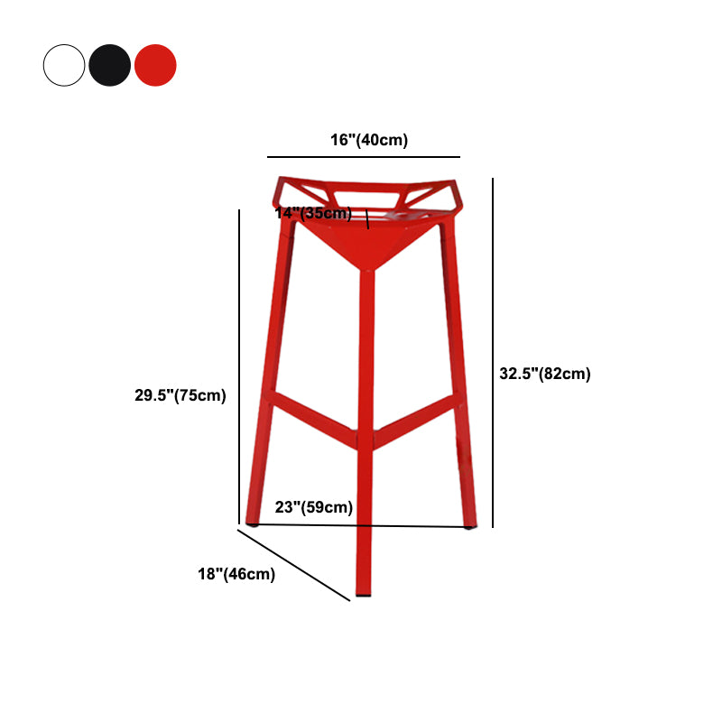 Modern Armless Backrest Counter Stool Iron Milk Tea Shop Bar Stool with Seat and Pedal