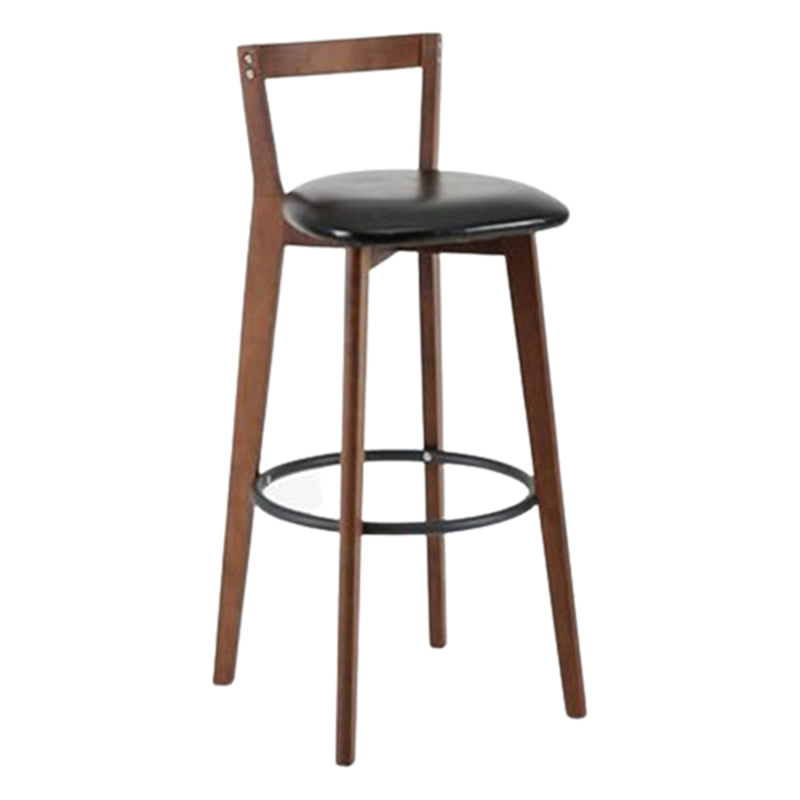 Contemporary Brown Wood Stool Faux Leather Furniture Low Back with 4 Legs