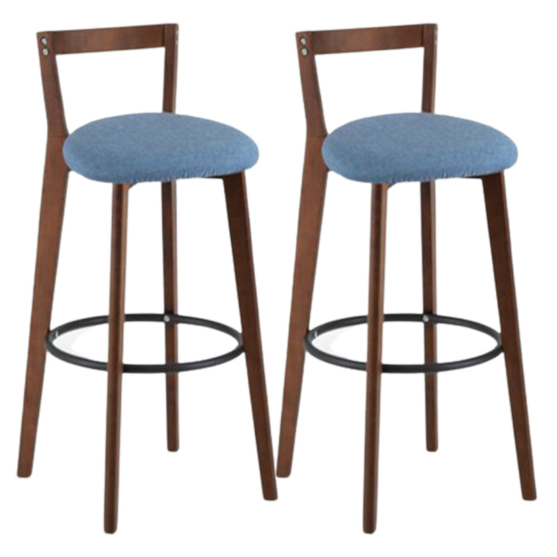 Contemporary Brown Wood Stool Faux Leather Furniture Low Back with 4 Legs