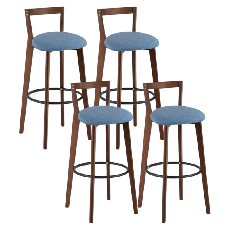 Contemporary Brown Wood Stool Faux Leather Furniture Low Back with 4 Legs