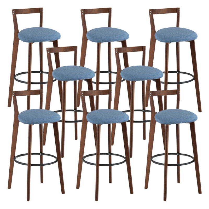 Contemporary Brown Wood Stool Faux Leather Furniture Low Back with 4 Legs