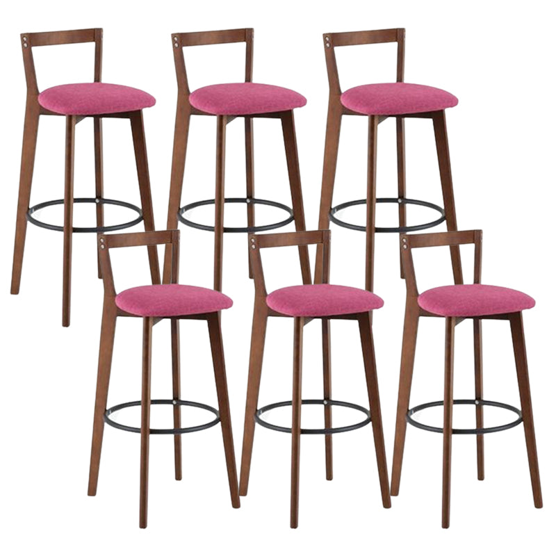 Contemporary Brown Wood Stool Faux Leather Furniture Low Back with 4 Legs