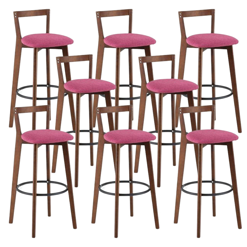 Contemporary Brown Wood Stool Faux Leather Furniture Low Back with 4 Legs