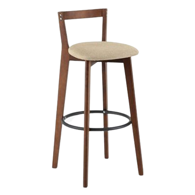 Contemporary Brown Wood Stool Faux Leather Furniture Low Back with 4 Legs