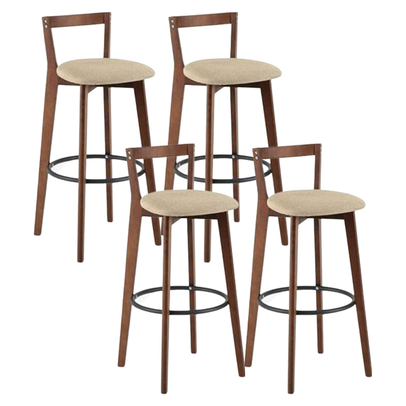 Contemporary Brown Wood Stool Faux Leather Furniture Low Back with 4 Legs