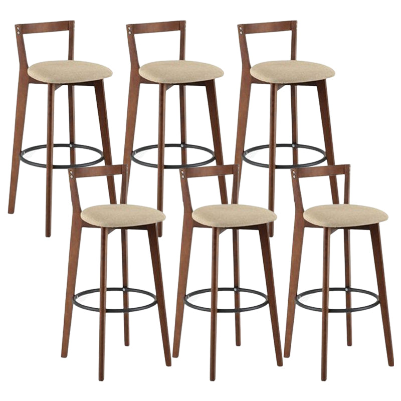 Contemporary Brown Wood Stool Faux Leather Furniture Low Back with 4 Legs