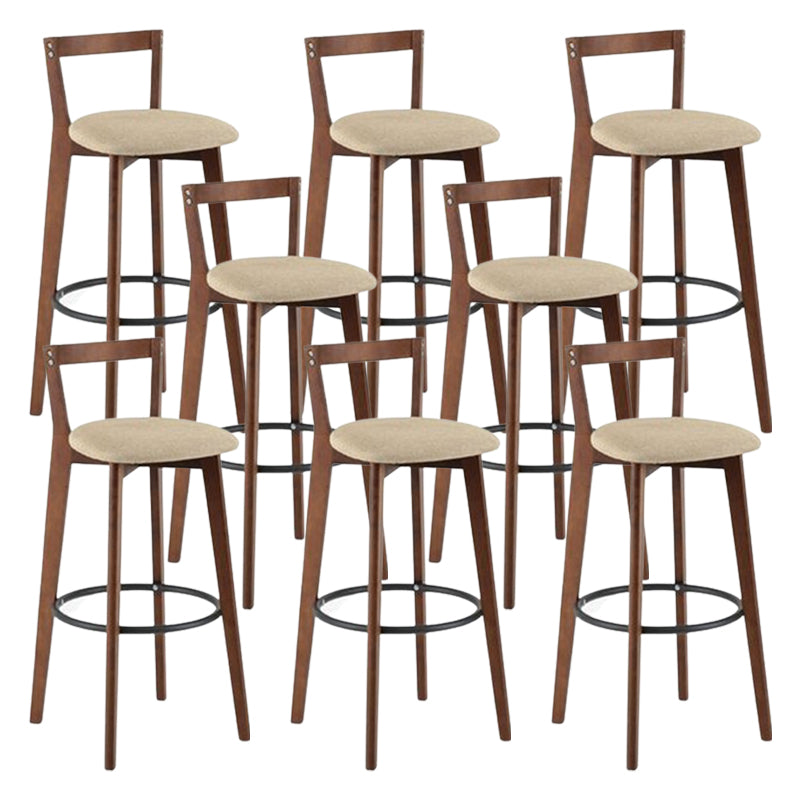 Contemporary Brown Wood Stool Faux Leather Furniture Low Back with 4 Legs