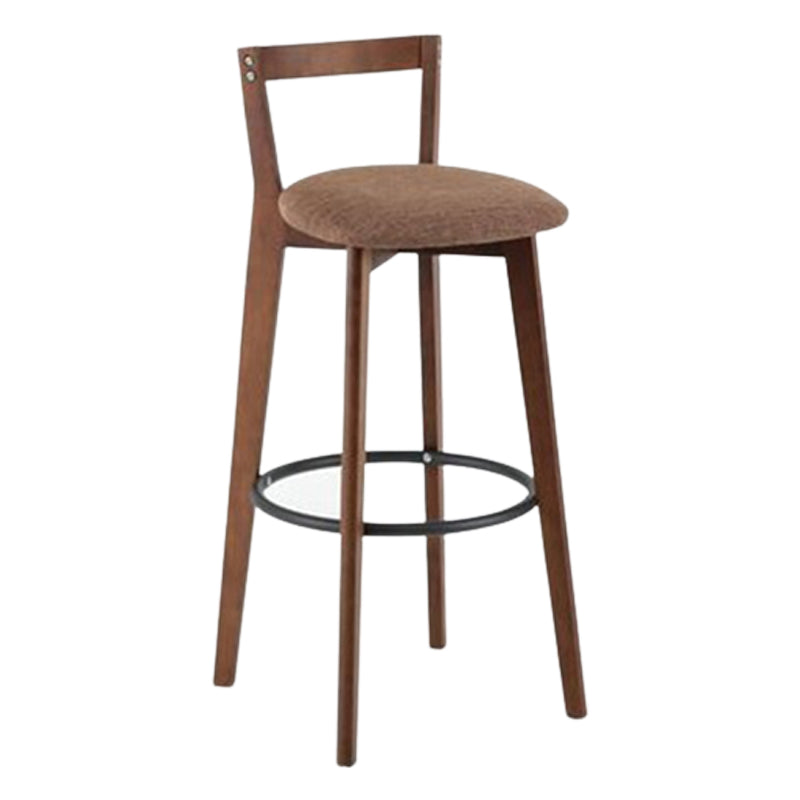 Contemporary Brown Wood Stool Faux Leather Furniture Low Back with 4 Legs