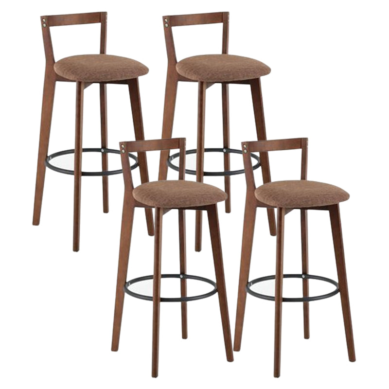Contemporary Brown Wood Stool Faux Leather Furniture Low Back with 4 Legs