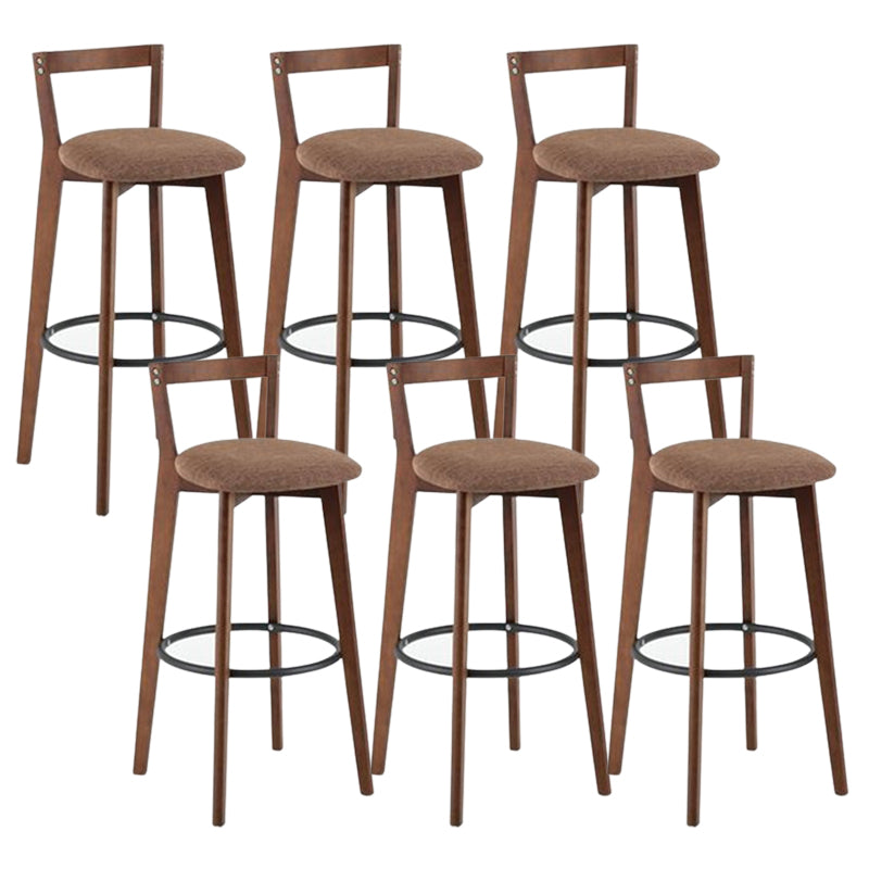 Contemporary Brown Wood Stool Faux Leather Furniture Low Back with 4 Legs