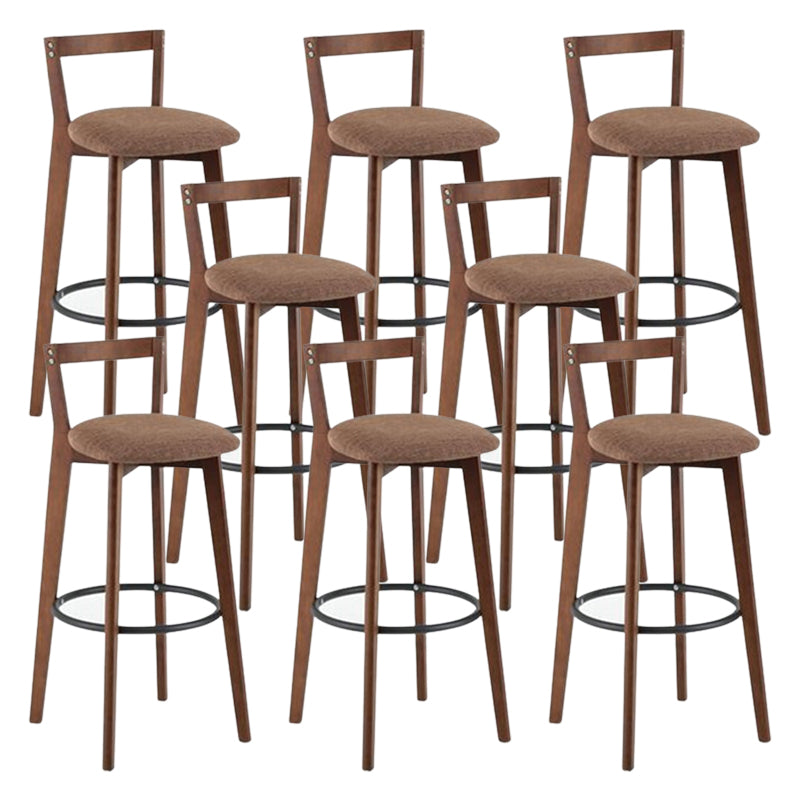 Contemporary Brown Wood Stool Faux Leather Furniture Low Back with 4 Legs