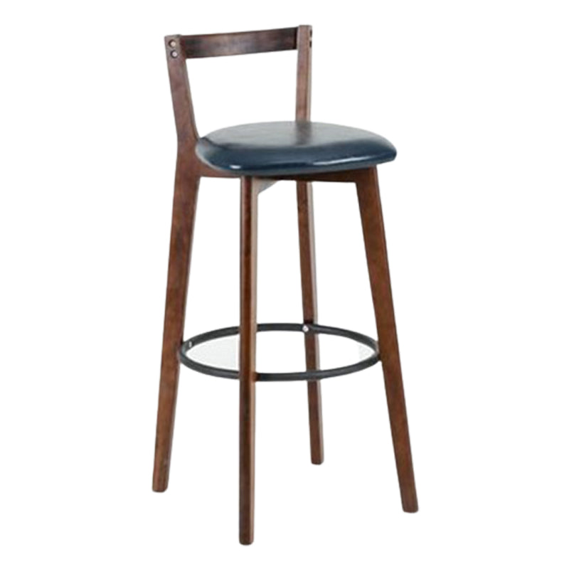 Contemporary Brown Wood Stool Faux Leather Furniture Low Back with 4 Legs