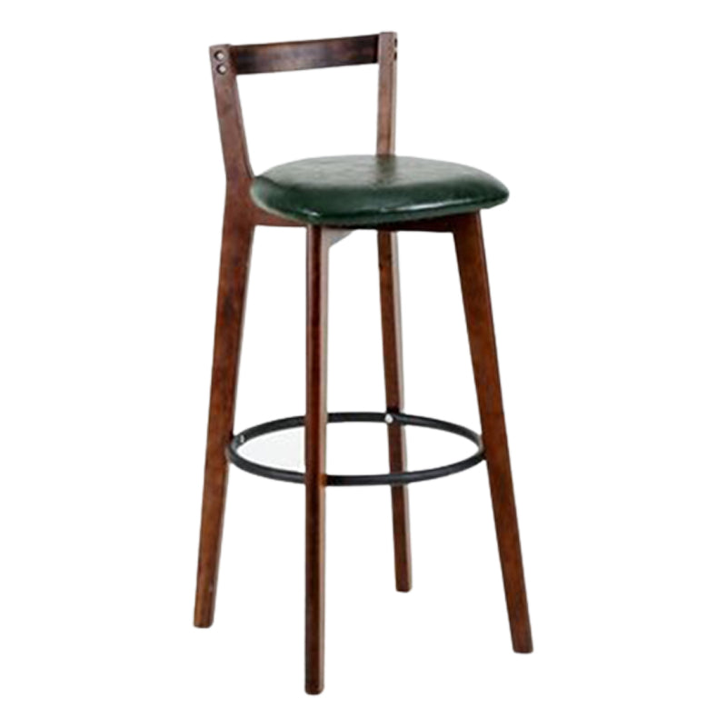 Contemporary Brown Wood Stool Faux Leather Furniture Low Back with 4 Legs