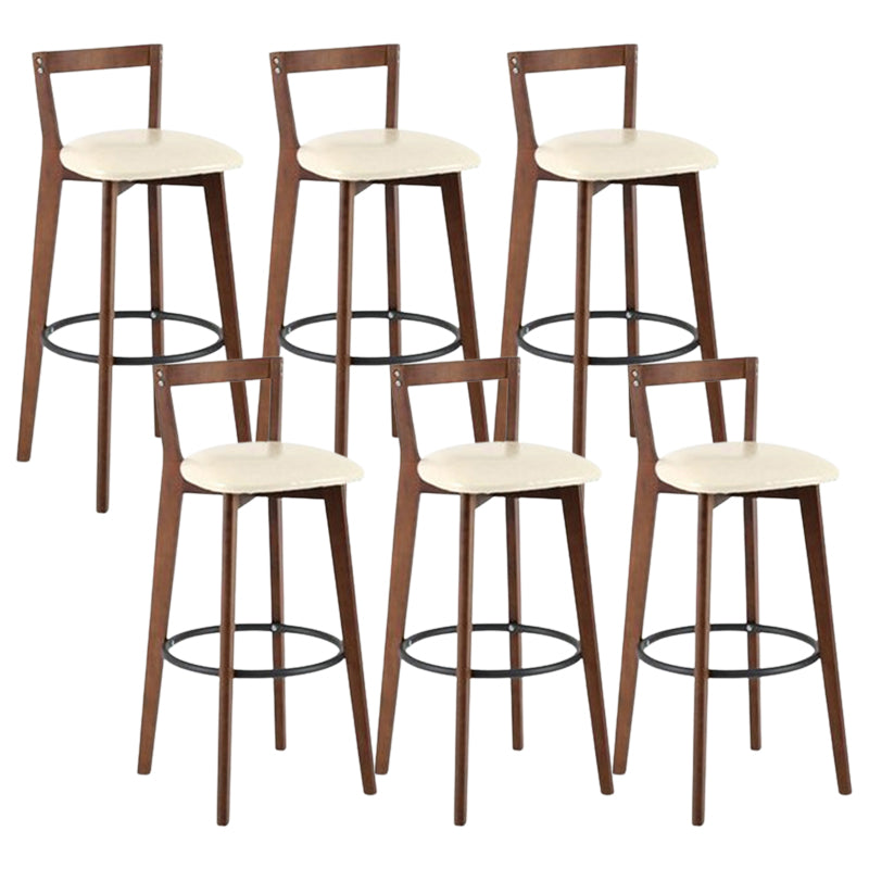 Contemporary Brown Wood Stool Faux Leather Furniture Low Back with 4 Legs