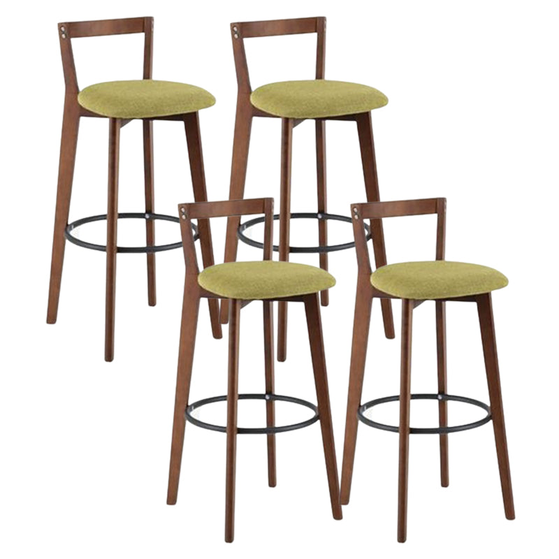 Contemporary Brown Wood Stool Faux Leather Furniture Low Back with 4 Legs