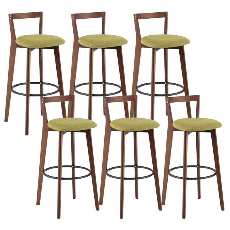 Contemporary Brown Wood Stool Faux Leather Furniture Low Back with 4 Legs