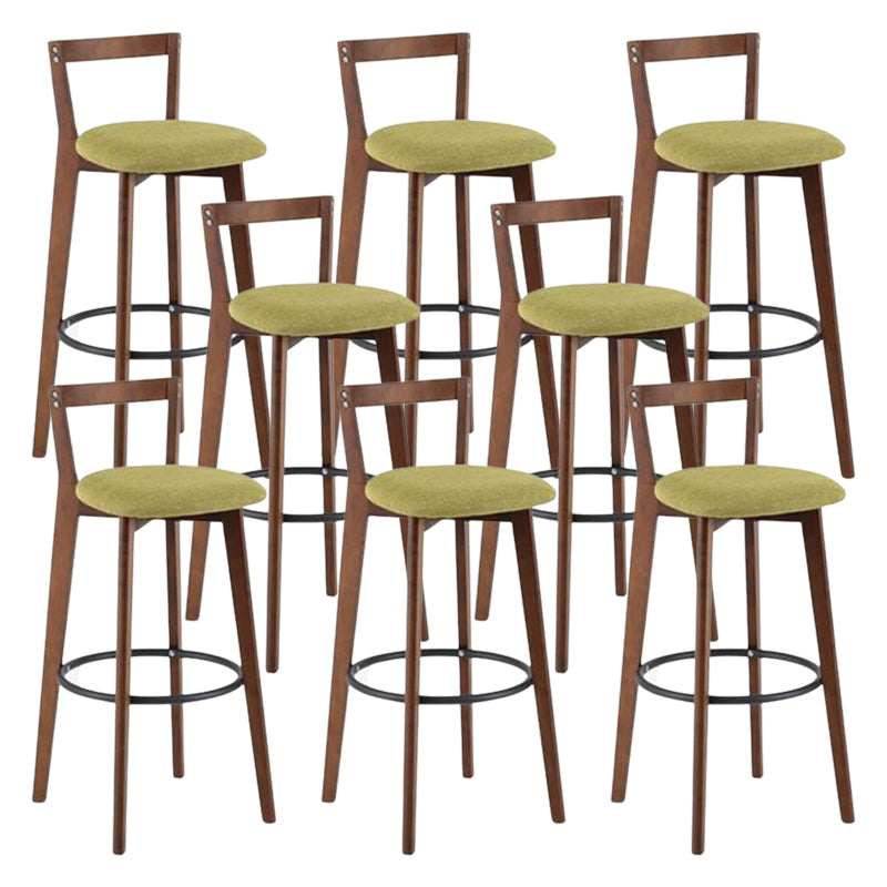 Contemporary Brown Wood Stool Faux Leather Furniture Low Back with 4 Legs