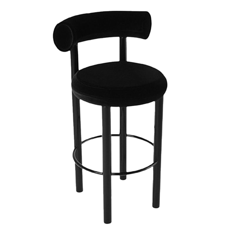Contemporary Fabric Cushion Metal Barstool with 4 Legs in Matte Finish for Indoor