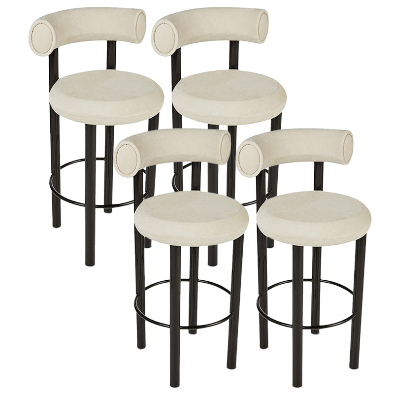 Contemporary Fabric Cushion Metal Barstool with 4 Legs in Matte Finish for Indoor