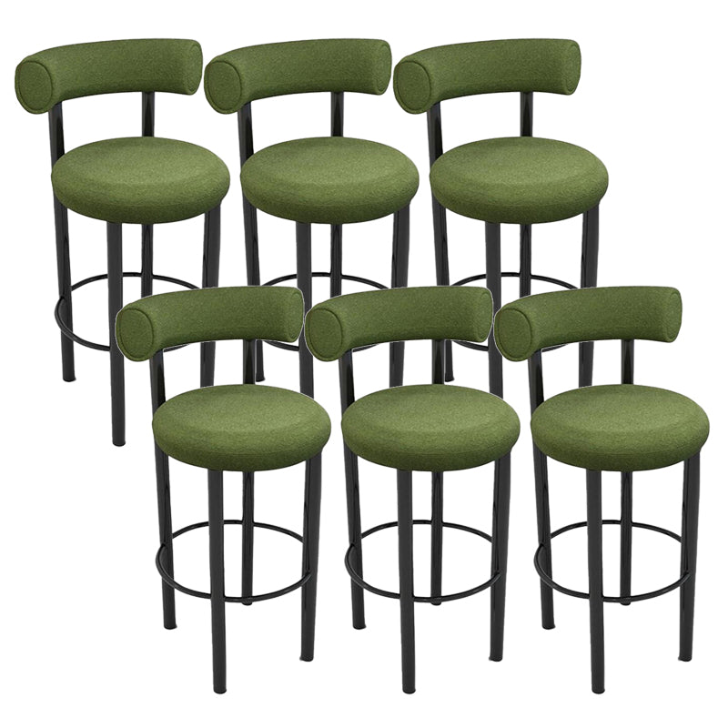 Contemporary Fabric Cushion Metal Barstool with 4 Legs in Matte Finish for Indoor