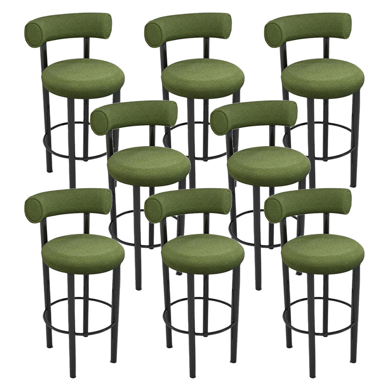 Contemporary Fabric Cushion Metal Barstool with 4 Legs in Matte Finish for Indoor