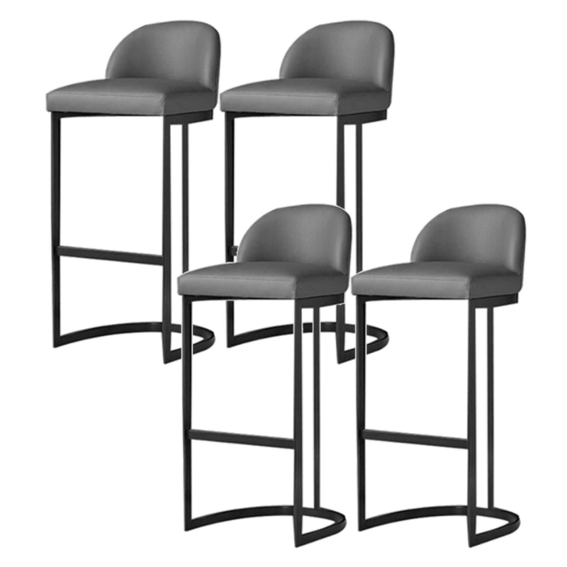 Modern Backrest Armless Counter Stool Iron Dining Room Bar Stool with Pedal and Cushion