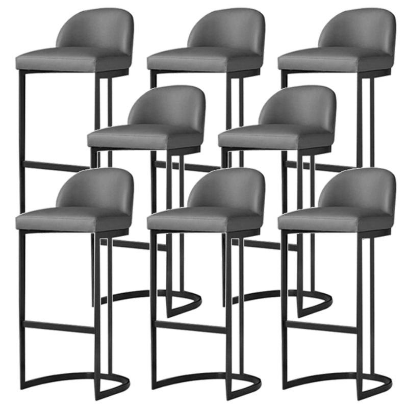 Modern Backrest Armless Counter Stool Iron Dining Room Bar Stool with Pedal and Cushion