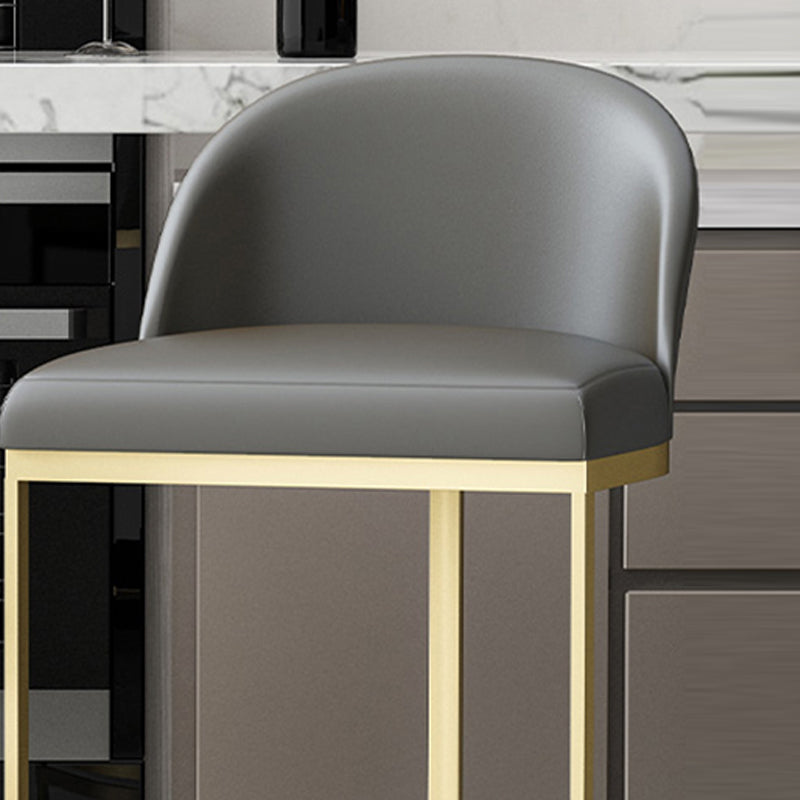 Modern Backrest Armless Counter Stool Iron Dining Room Bar Stool with Pedal and Cushion