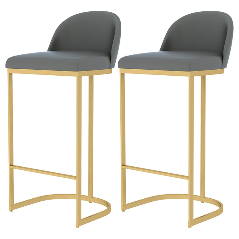 Modern Backrest Armless Counter Stool Iron Dining Room Bar Stool with Pedal and Cushion