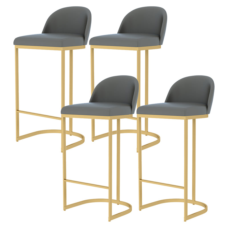 Modern Backrest Armless Counter Stool Iron Dining Room Bar Stool with Pedal and Cushion