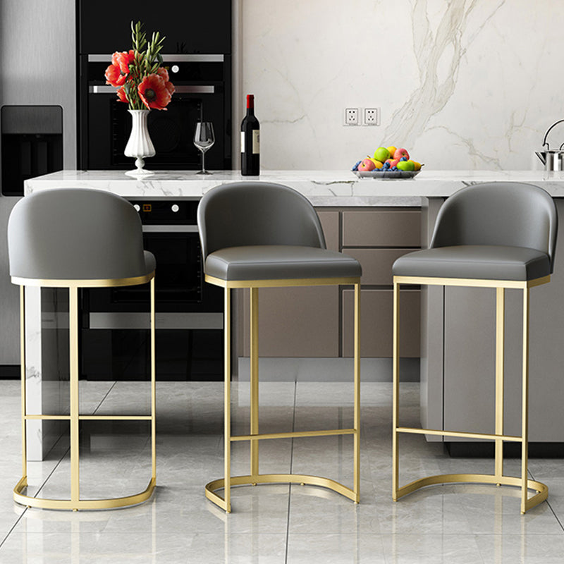 Modern Backrest Armless Counter Stool Iron Dining Room Bar Stool with Pedal and Cushion