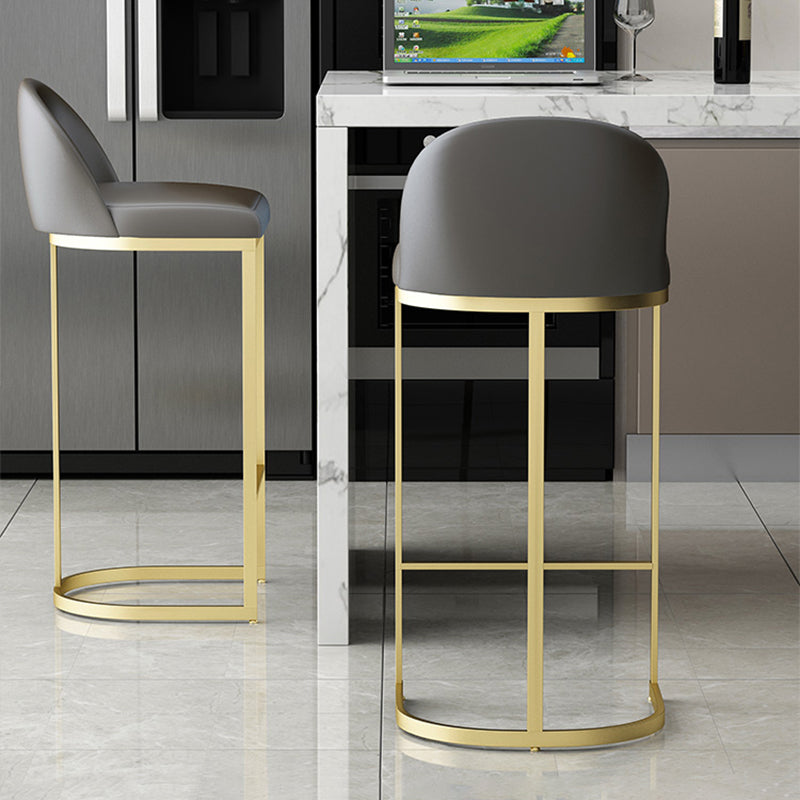 Modern Backrest Armless Counter Stool Iron Dining Room Bar Stool with Pedal and Cushion