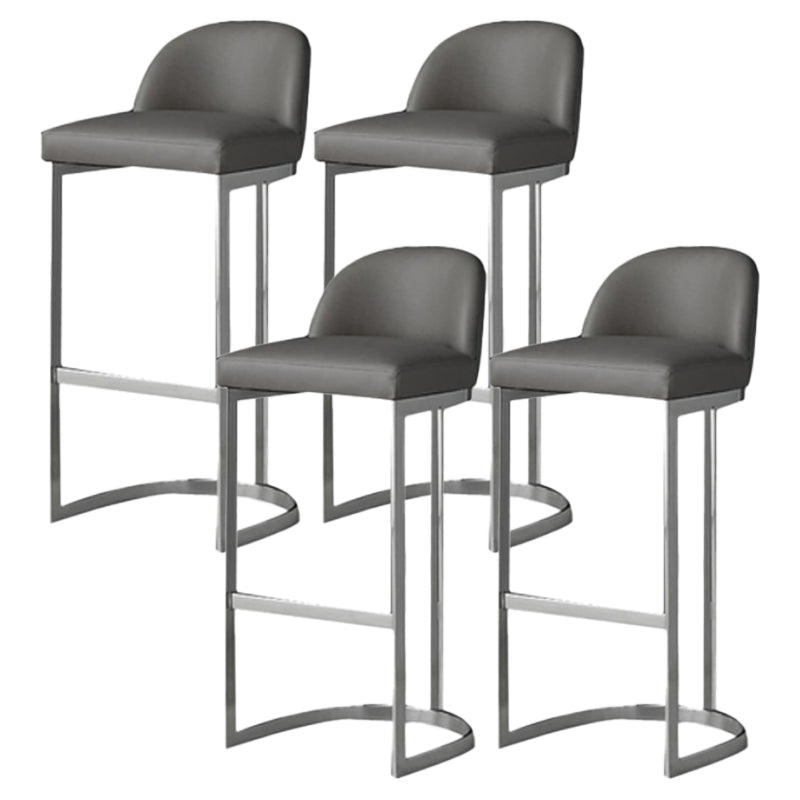 Modern Backrest Armless Counter Stool Iron Dining Room Bar Stool with Pedal and Cushion